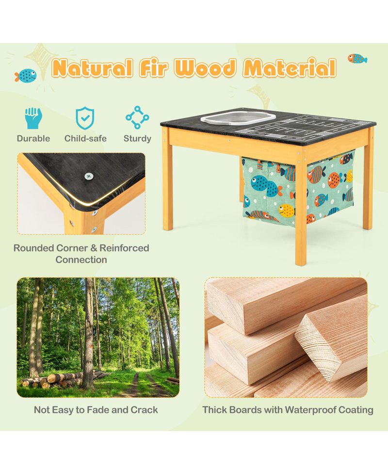 3-in-1 Kids Sand Water Activity Table with Foldable Storage Bin