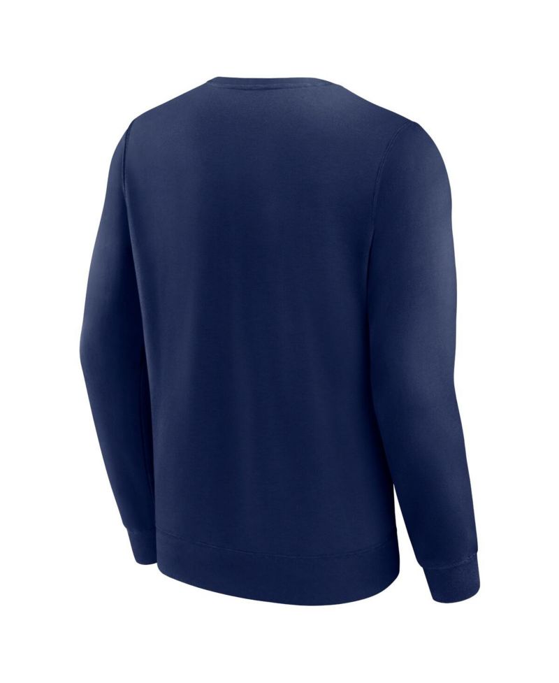 Men's Navy Atlanta Braves Focus Fleece Pullover Sweatshirt