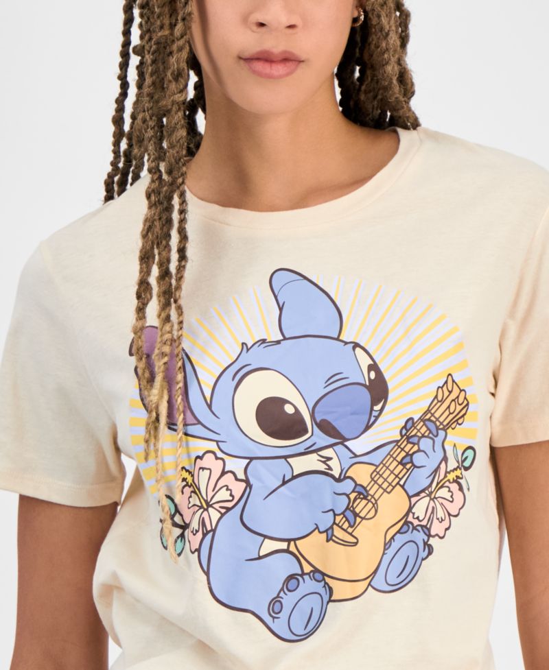 Juniors' Retro Ohana Stitch Crewneck T-Shirt