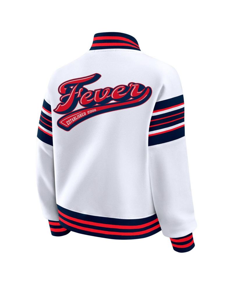 Women's White/Navy WNBA Full-Snap Fleece Sweatshirt Jacket