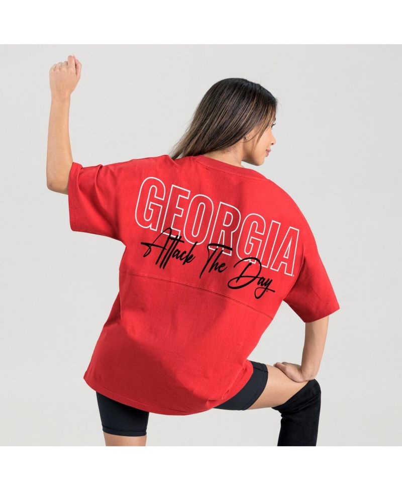 Women's Red Georgia Bulldogs Oversized Back at Ya T-Shirt