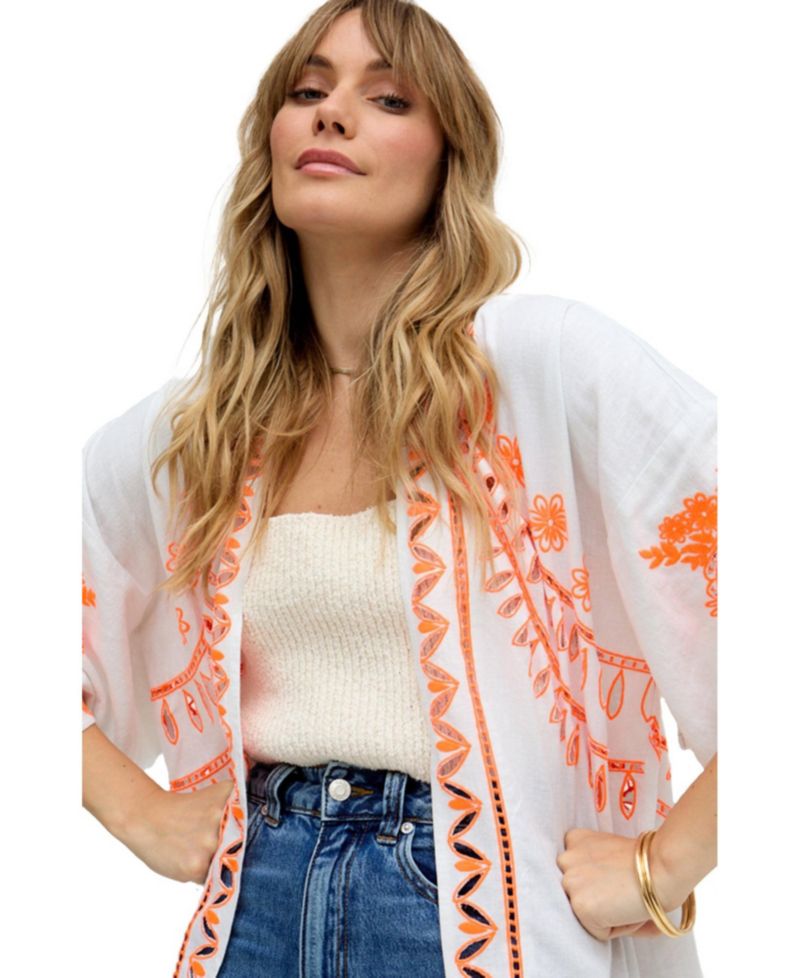 Women's Lupe Edge To Edge Embroidered Kimono