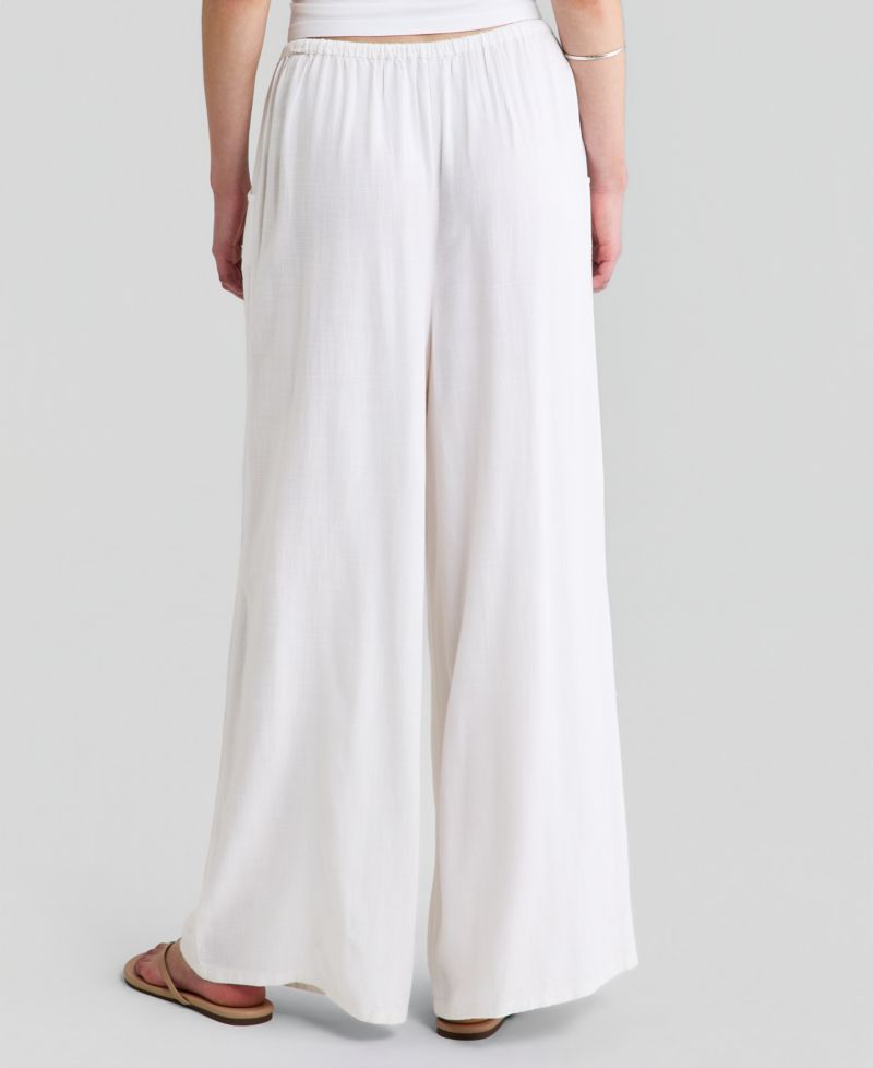 Petite Linen-Blend Wide Leg Drawstring Pant
