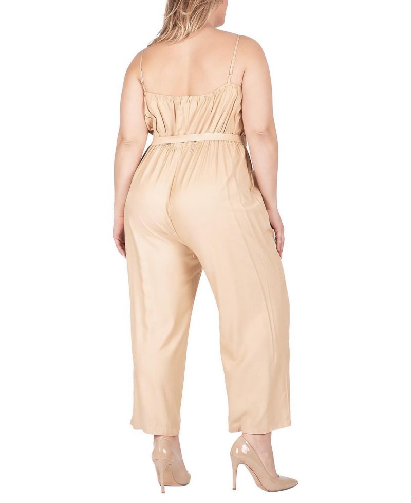 Plus Size Standards and Practices Adjustable Strap High Waist Jumpsuit