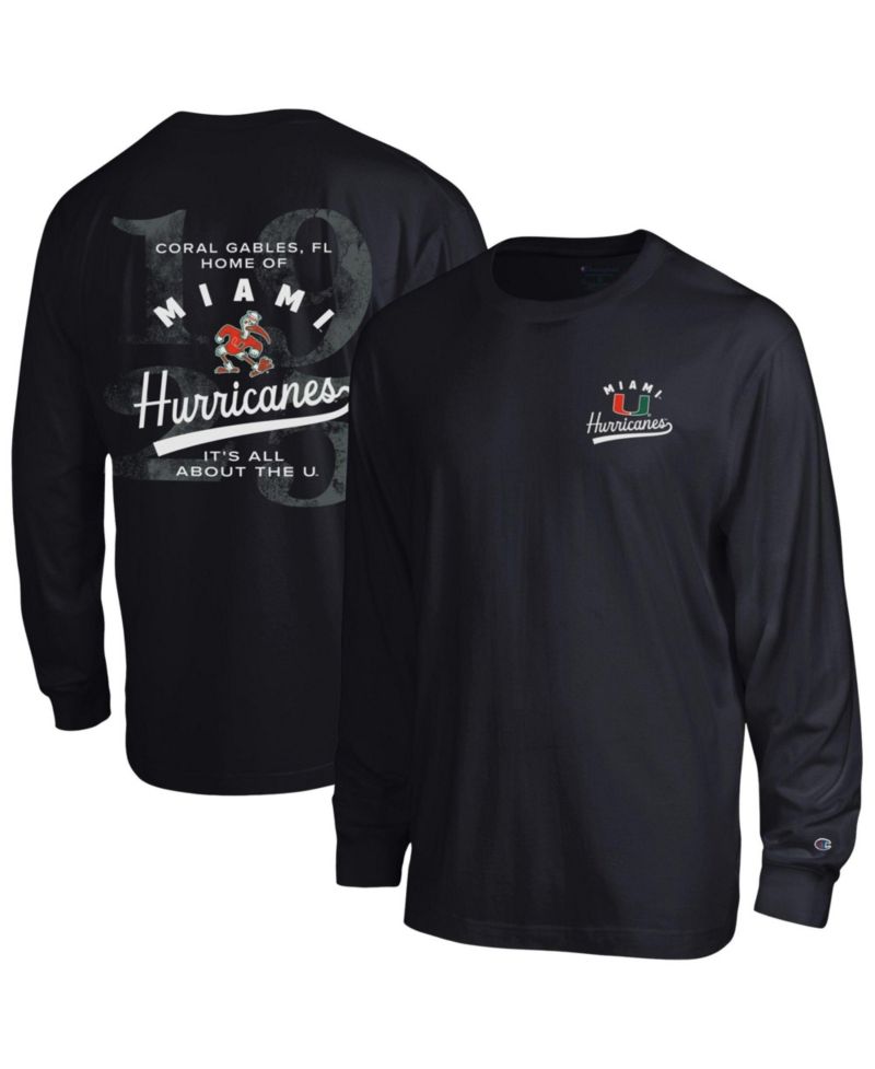 Men's Black Miami Hurricanes Laminated All-Star Long Sleeve T-Shirt