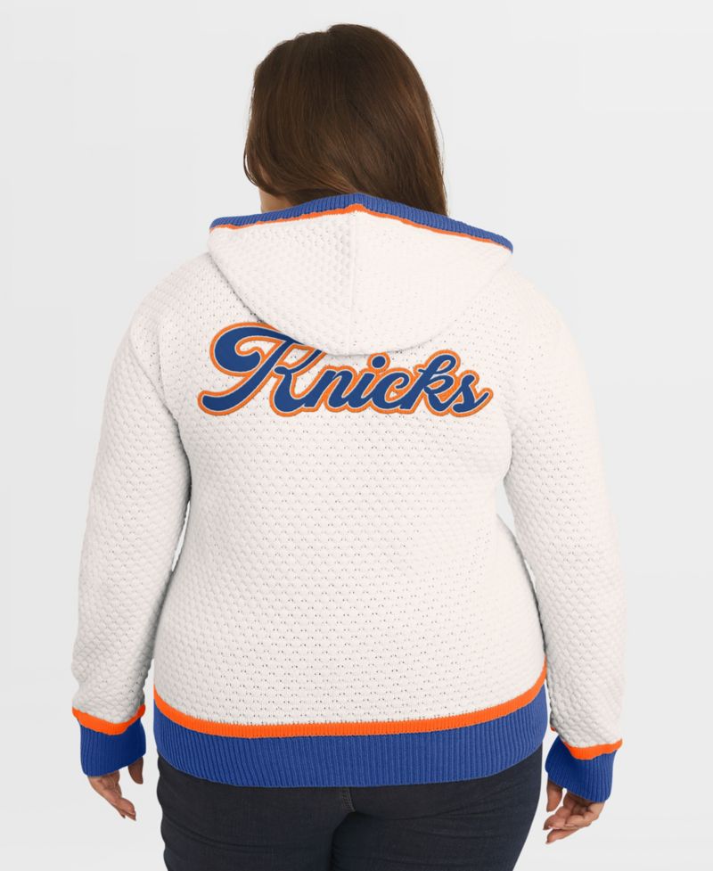 Women's Cream New York Knicks Plus Size Hoodie Sweater