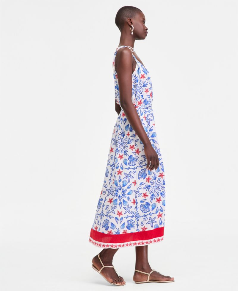 Women's Seashell Tie-Shoulder Maxi Dress