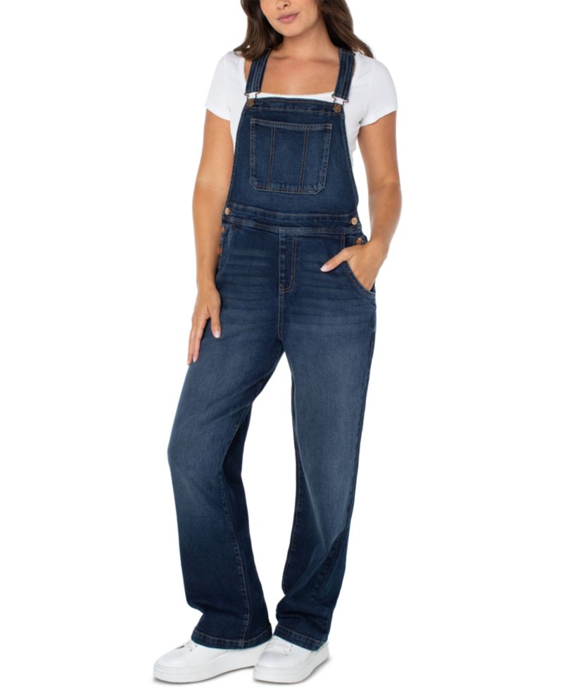 Juniors' Slouchy Denim Overalls