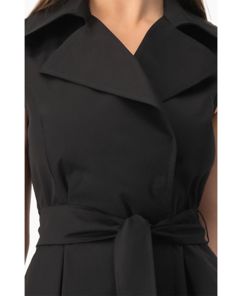 Women's Belted Sleeveless Trench-Style A-Line Mini Dress