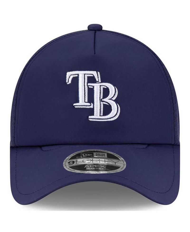 Men's Navy Tampa Bay Rays 2026 Batting Practice Apex 9FORTY Adjustable Trucker Hat