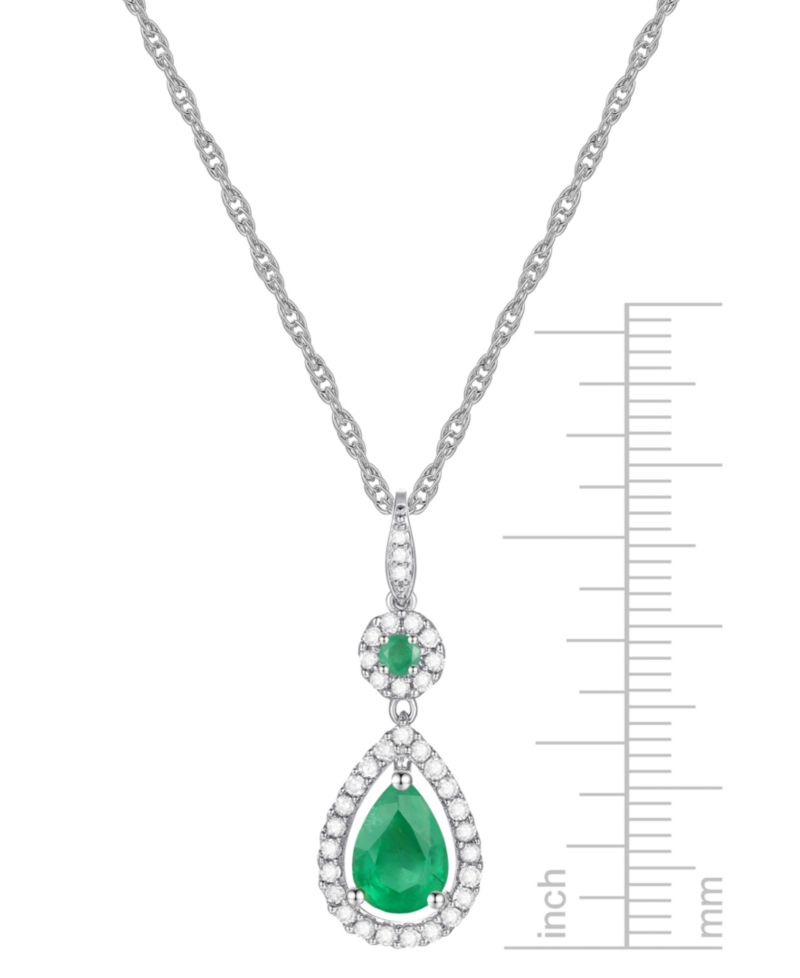 Sapphire (1-1/3 ct. t.w.) and Diamond (1/4 ct. t.w.) Drop Pendant Necklace Set in 14k White Gold (Also Available in Emerald)