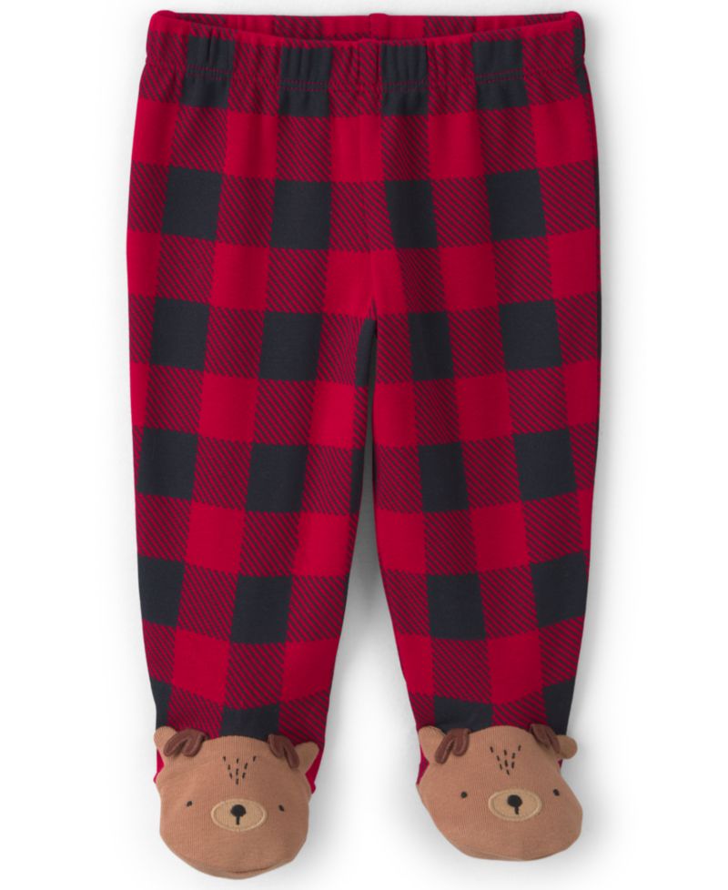 Baby Boys' Dreaming of Santa Long-Sleeve Buffalo-Check Bodysuit and Footed Pajama Pant, 3-Piece Set
