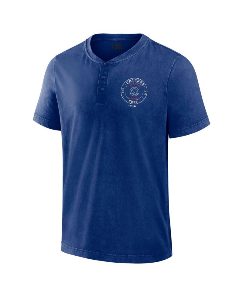 Men's Royal Chicago Cubs Washed Henley Shirt