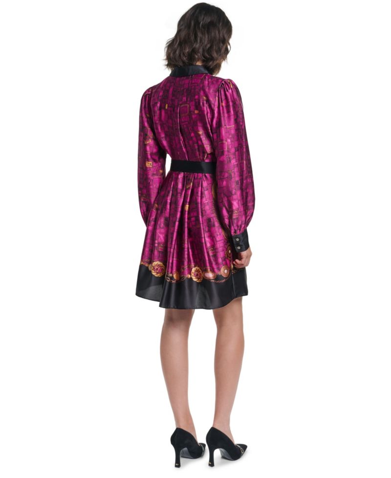 Petite B.F. Collared Long-Sleeve Belted Shirt Dress