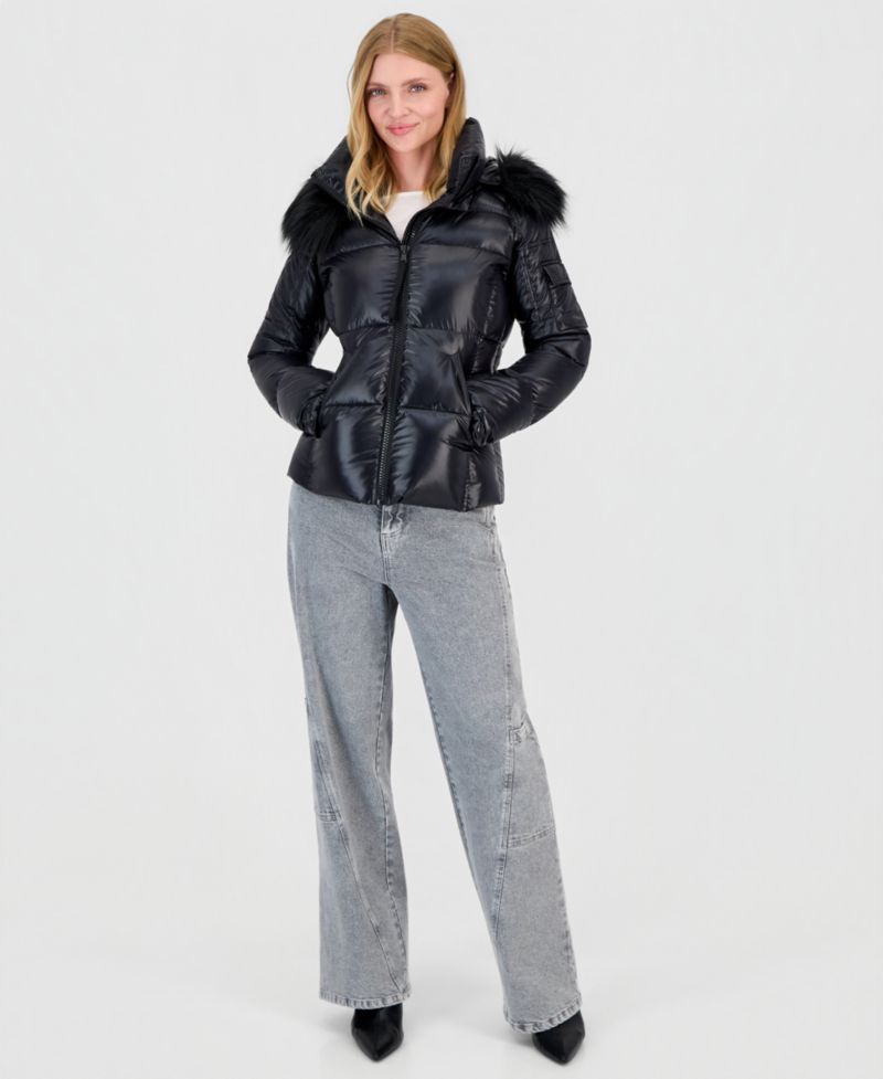 Women's Allie Faux-Fur-Trim Hooded Puffer Coat