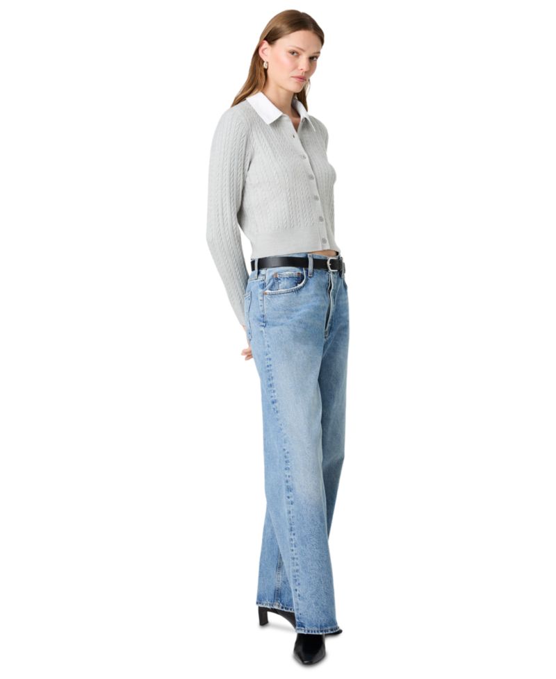Women's Cable-Knit Collared Cardigan Sweater