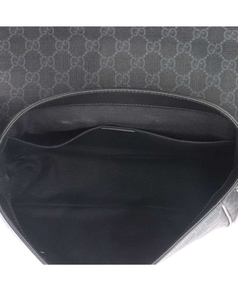 Medium Interlocking G Patch Messenger Bag GG Coated Canvas with Leather
