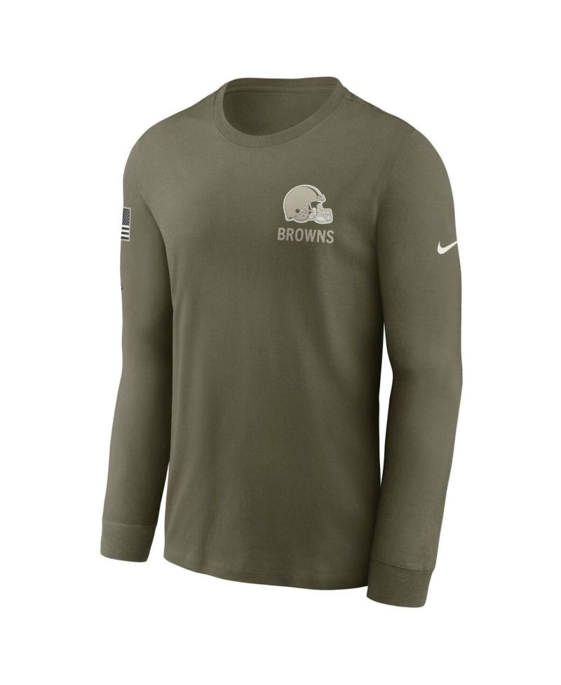 Men's Olive Cleveland Browns 2025 Salute to Service Sideline Long Sleeve T-Shirt