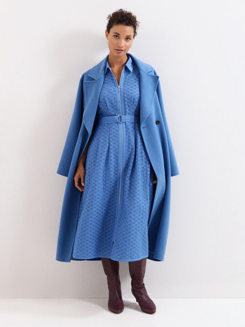 Women's Long Sleeve Belted Wrap Midi Coat
