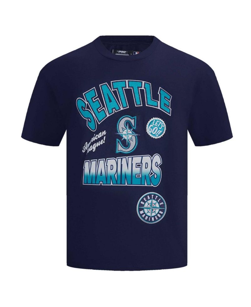 Men's Navy Seattle Mariners Turn It Up Dropped Shoulder T-Shirt