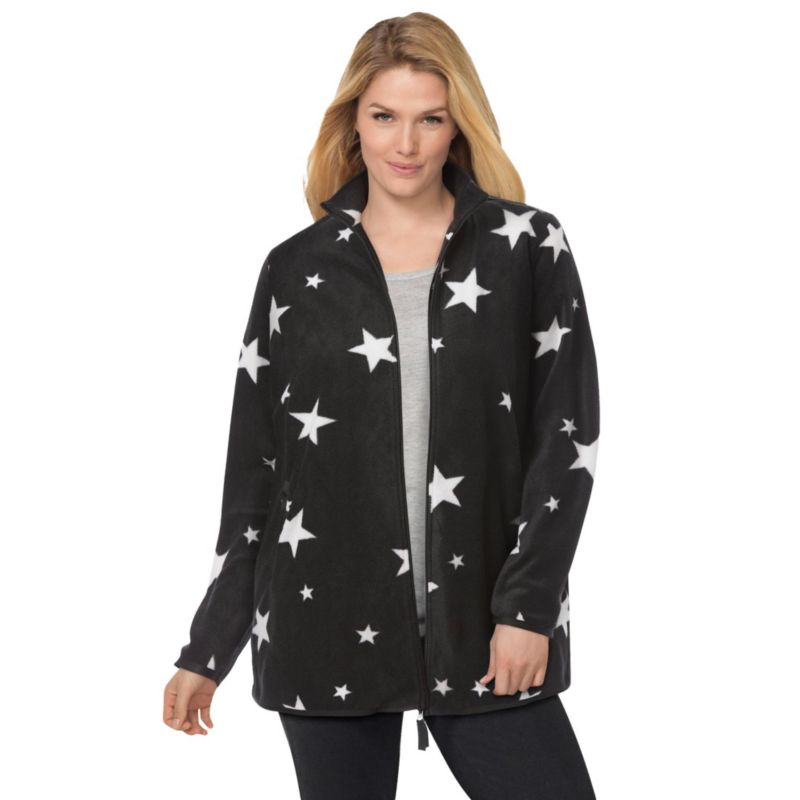 Plus Size Within Zip-Front Microfleece Coat