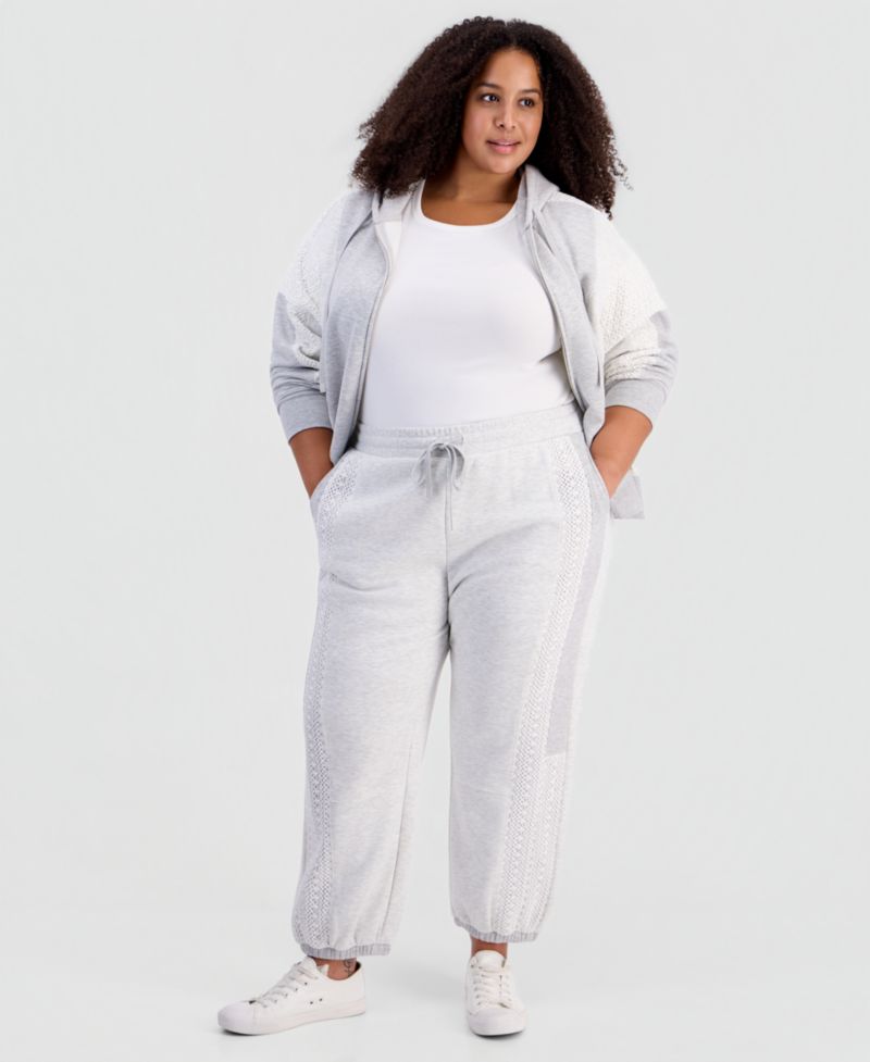 Plus Size Crochet High-Rise Fleece Jogger