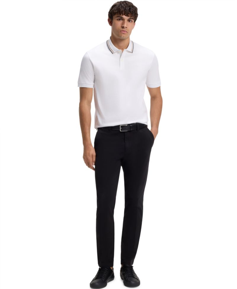 Men's Cotton Slim-Fit Striped Collar Polo Shirt