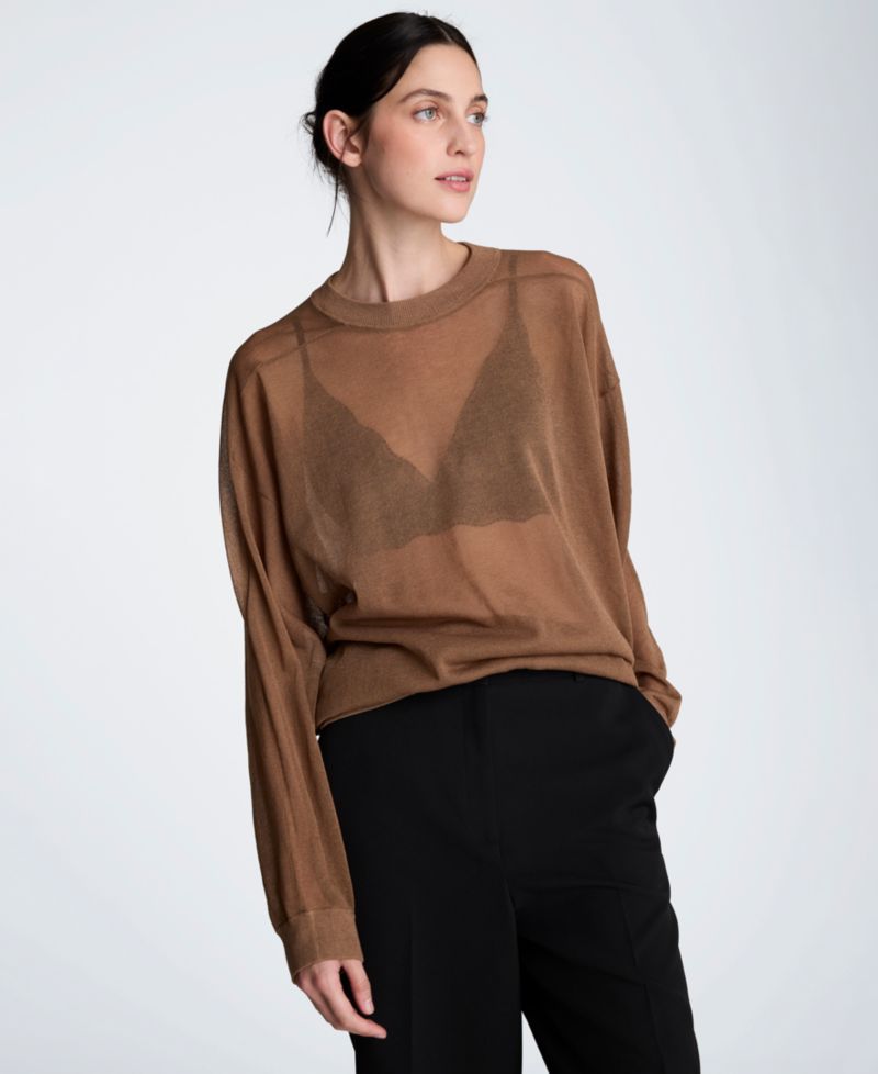 Women's Oversized Sheer Crewneck Sweater