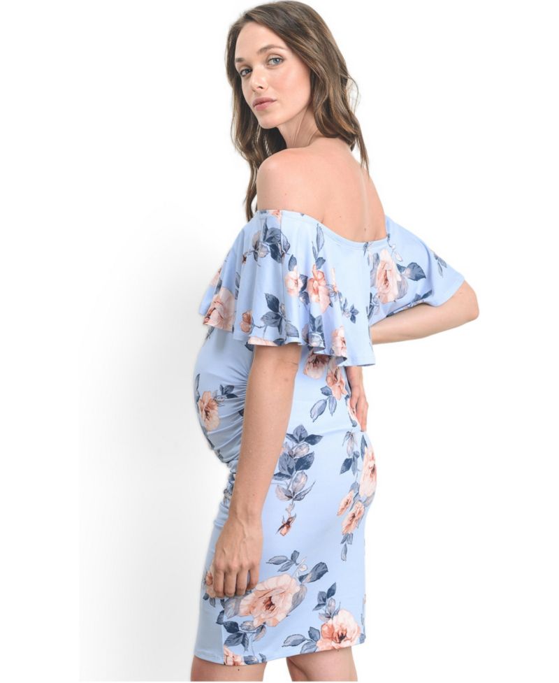 Women's Off-the-Shoulder Floral Ruffle Bodycon Dress