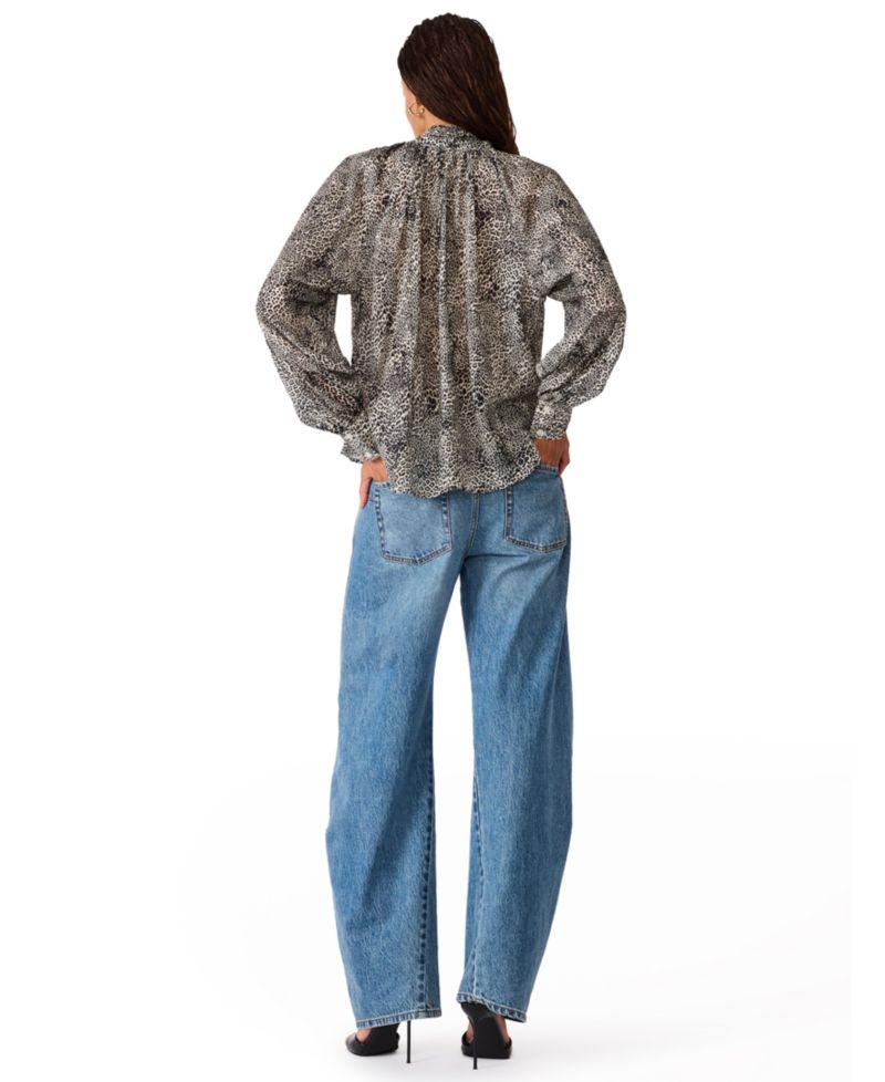 Women's Violette Animal-Print Sheer Long-Sleeve Blouse