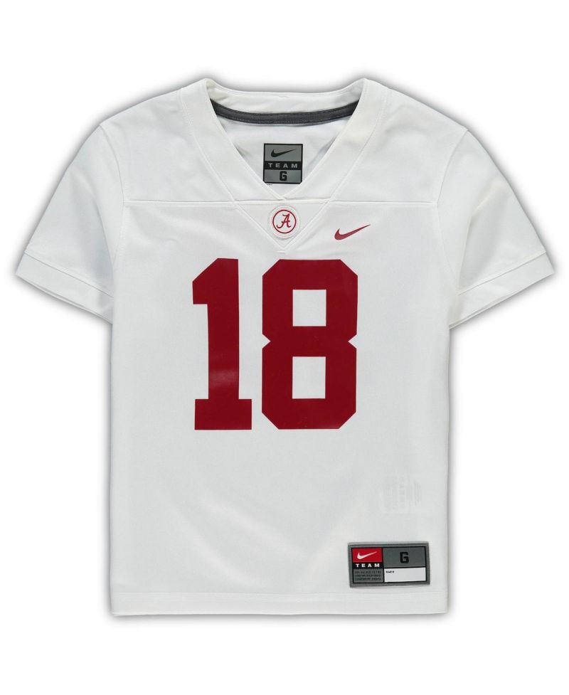 Preschool Boys and Girls #18 White Alabama Crimson Tide Untouchable Football Team Jersey
