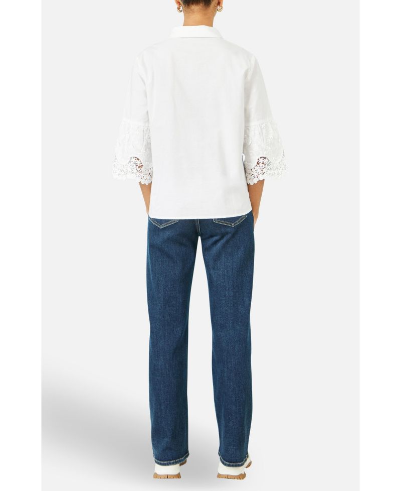 Women's Cotton Lace Border Shirt