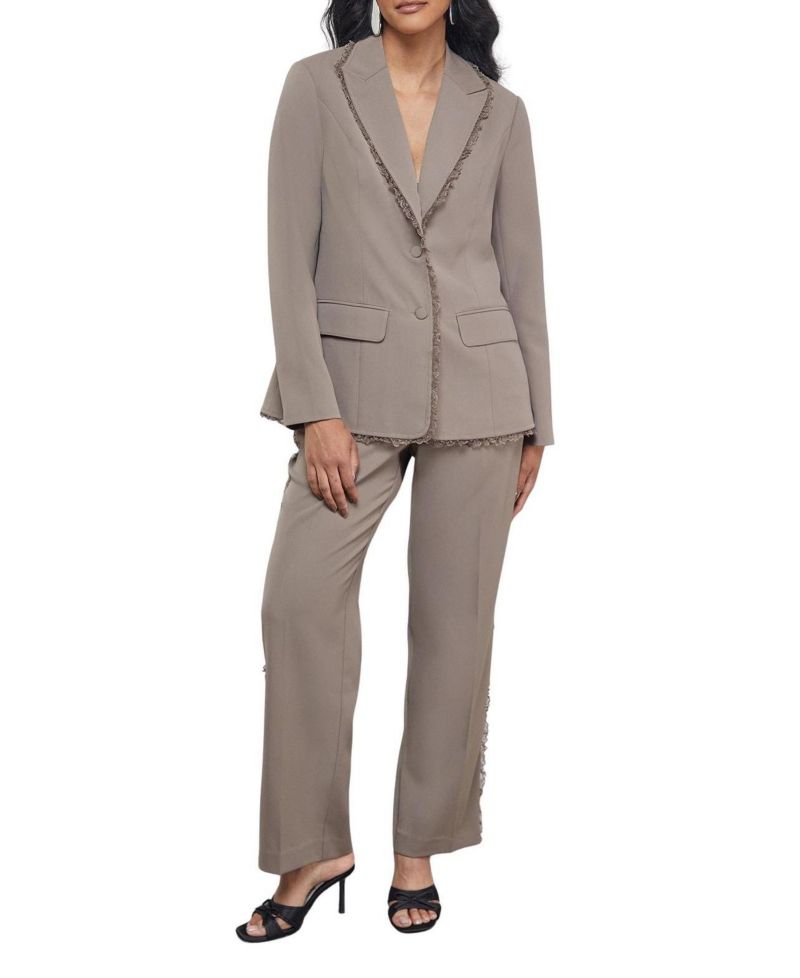 Women's Oversized Lace Frill Trim Blazer
