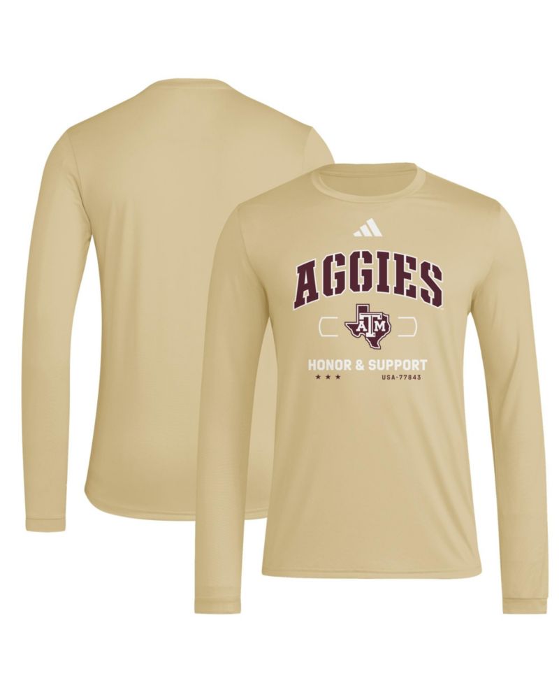 Men's Beige Texas A M Aggies Honor Support Pregame Long Sleeve T-Shirt