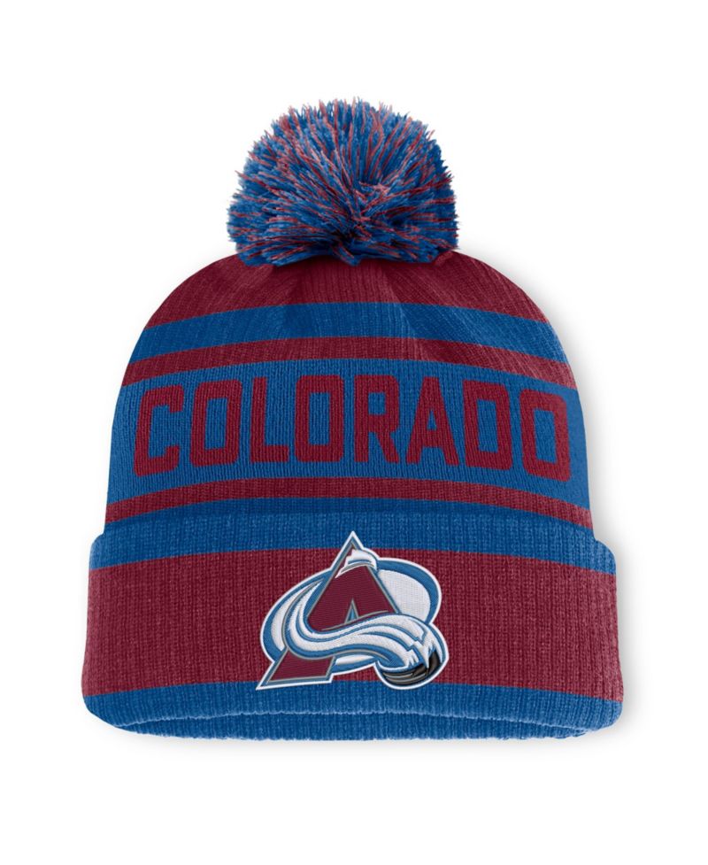 Men's Burgundy/Blue Colorado Avalanche Fundamental Cuffed Knit Hat with Pom