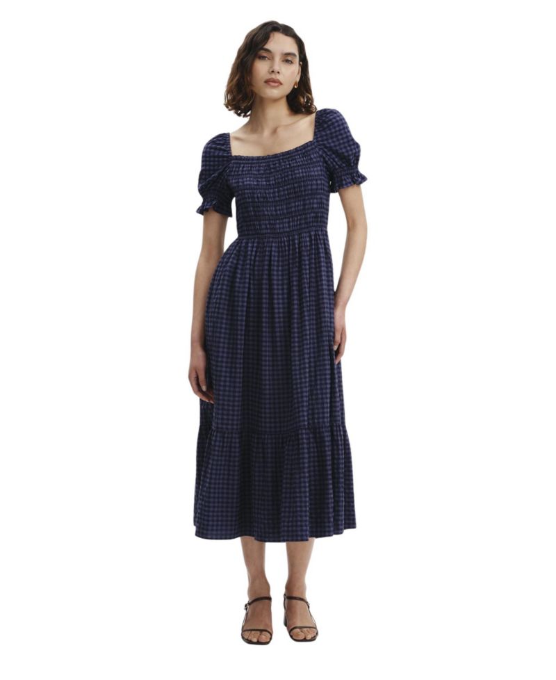 Women's Dawn Short-Sleeve Gingham Midi Dress