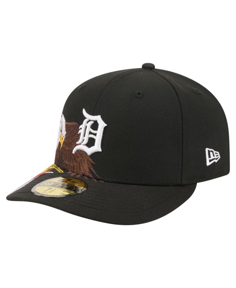 Men's Black Detroit Tigers Americana Bald Eagle Pre-Curved 59FIFTY Fitted Hat