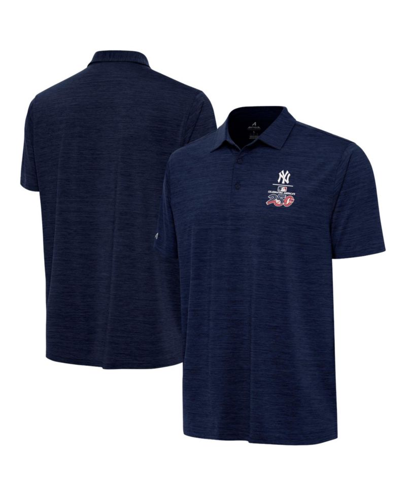 Men's Heather Navy New York Yankees Celebrating America's 250th Layout Polo Shirt