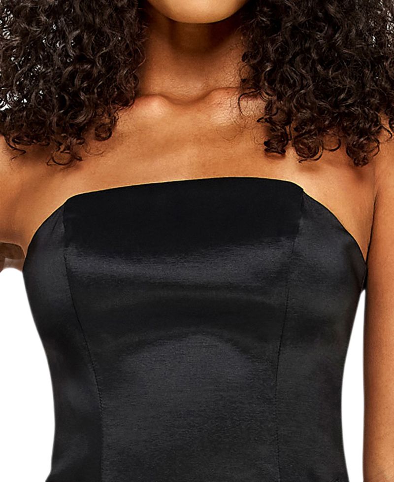 Juniors' Strapless Tiered Satin Dress