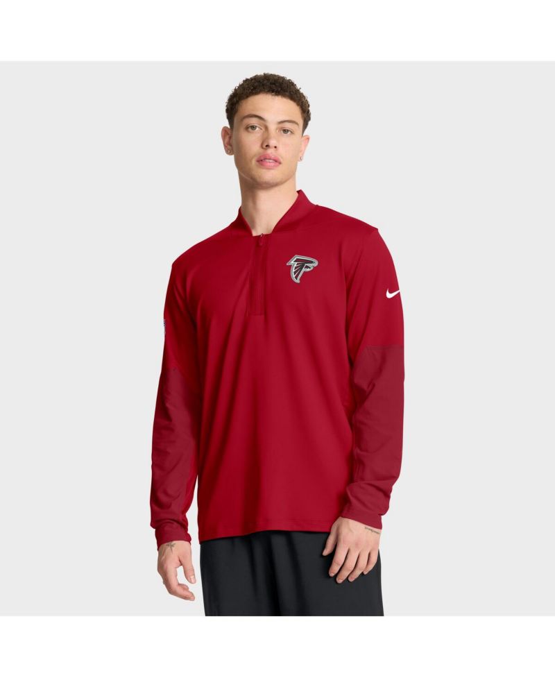 Men's Red Atlanta Falcons Sideline Dri-FIT Half-Zip Pullover Sweatshirt