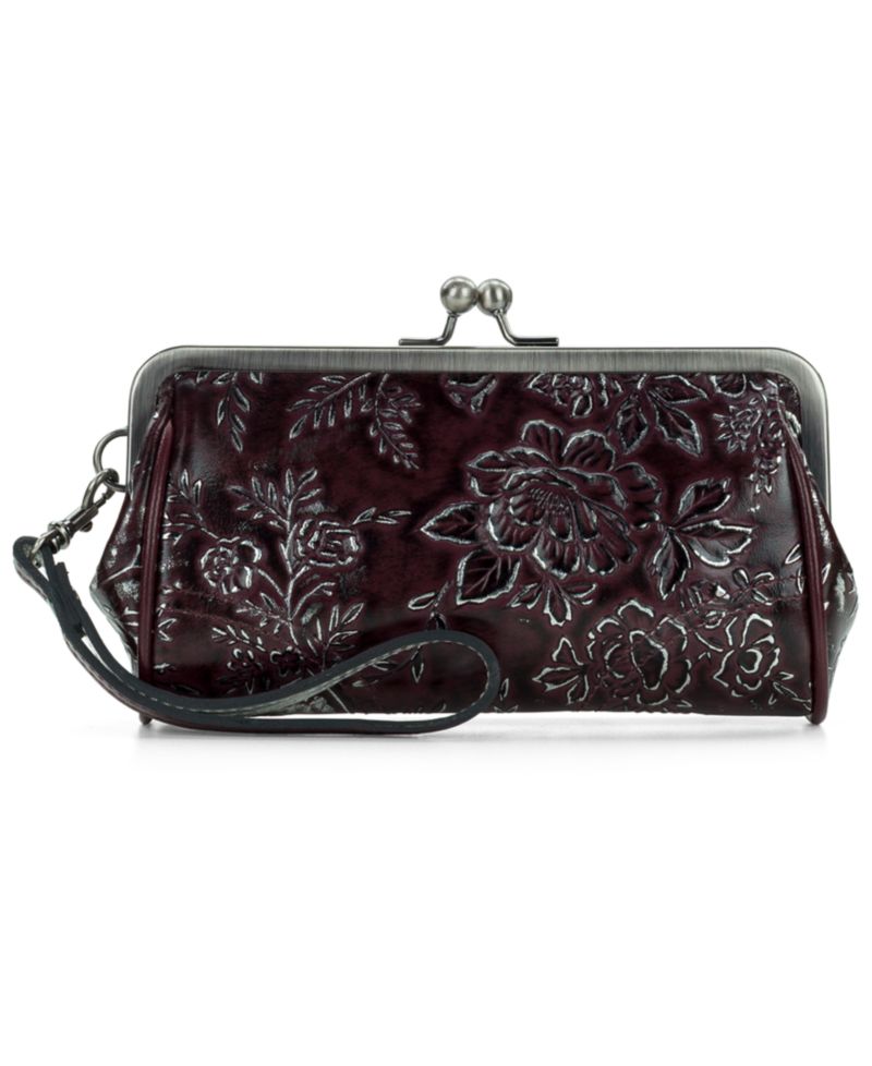 Rose Garden Renna Leather Kiss-Lock Wristlet