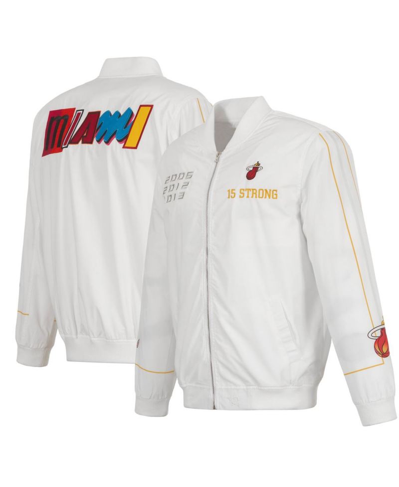 Men's White Miami Heat 2022/23 City Edition Full-Zip Nylon Bomber Jacket
