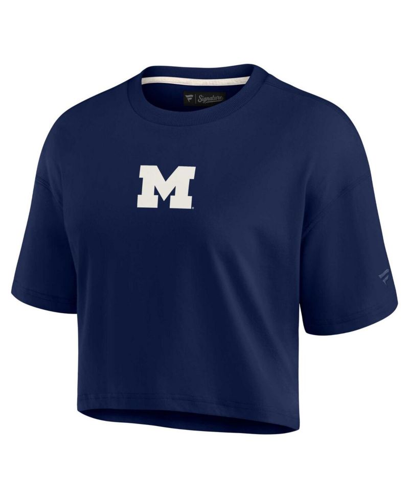 Women's Navy Michigan Wolverines Super Soft Boxy Cropped T-shirt