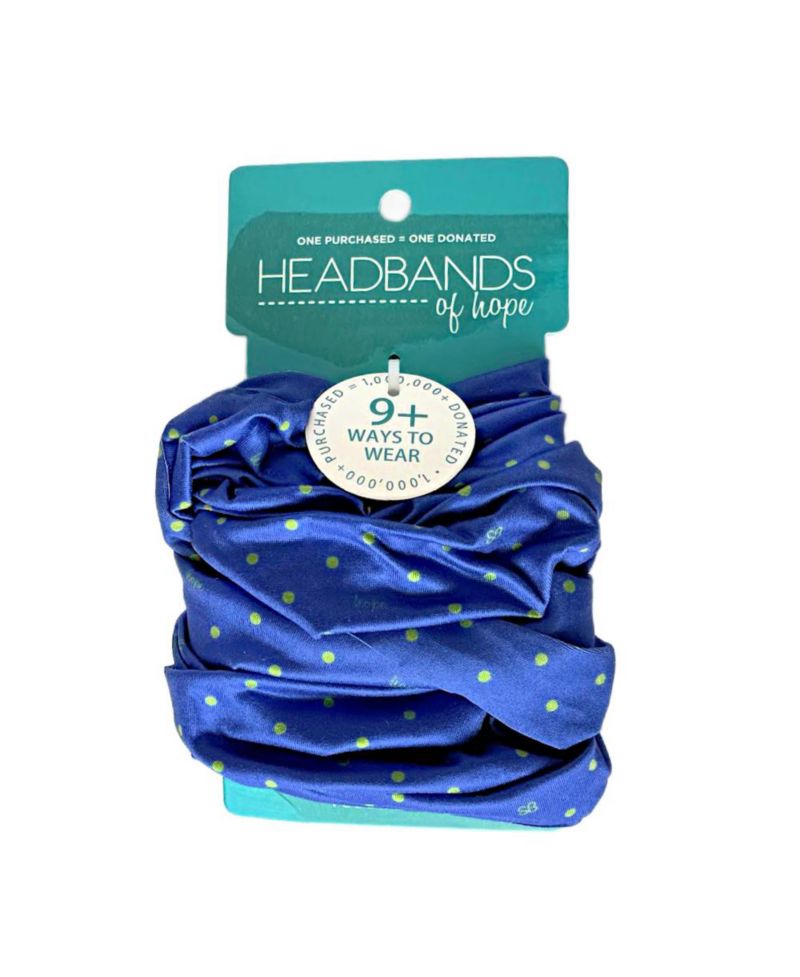 Women's Limited Edition Luxe Tube Turban - St. Baldrick's Blue Polka Dot