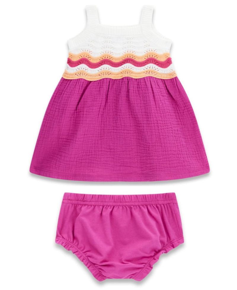 Baby Girls' Sleeveless Crochet Dress and Matching Bloomer
