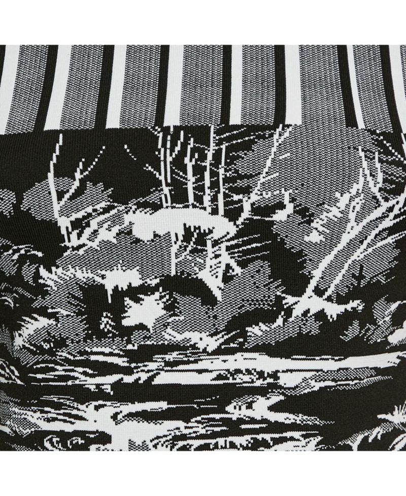 Women's Mixed-Print Knit Mock Neck Top