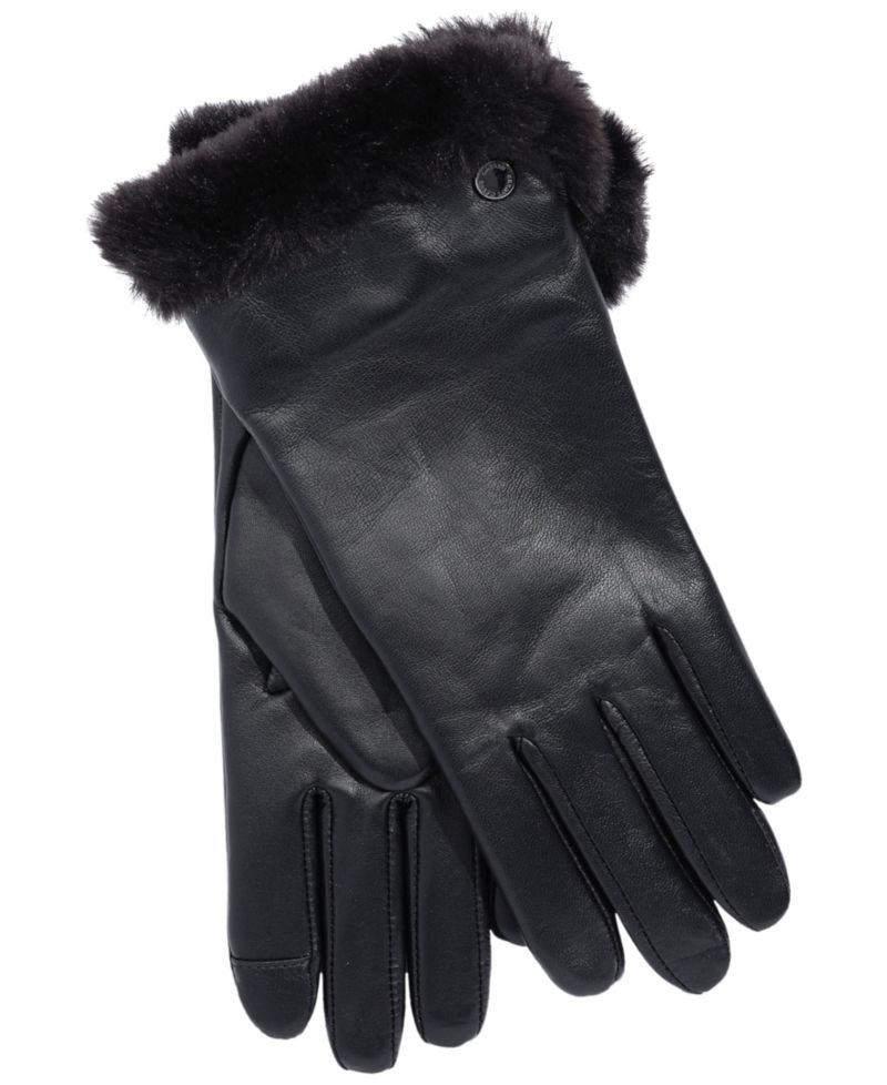 Faux Fur Lined Leather Touch Glove