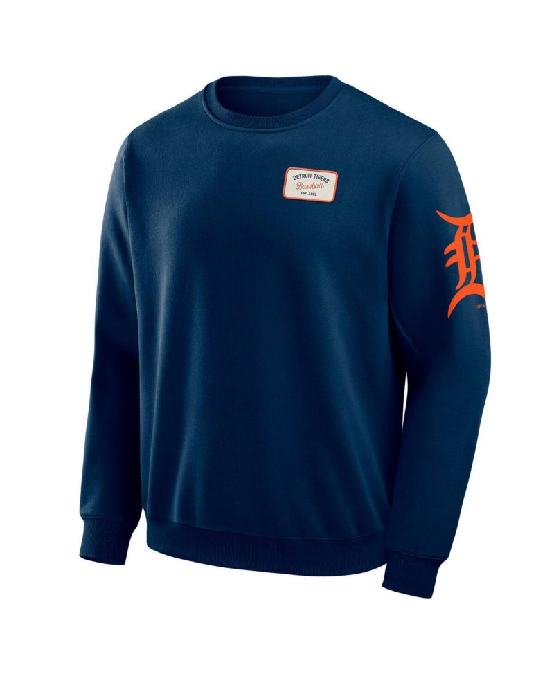 Darius Rucker Collection by Men's Navy Detroit Tigers Washed Crew Neck Pullover Sweatshirt