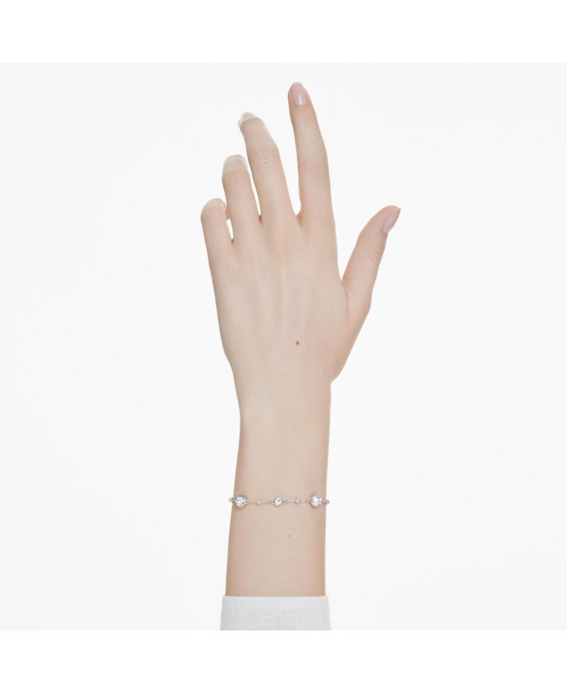 Round Cut, White, Rhodium Plated Imber Bracelet