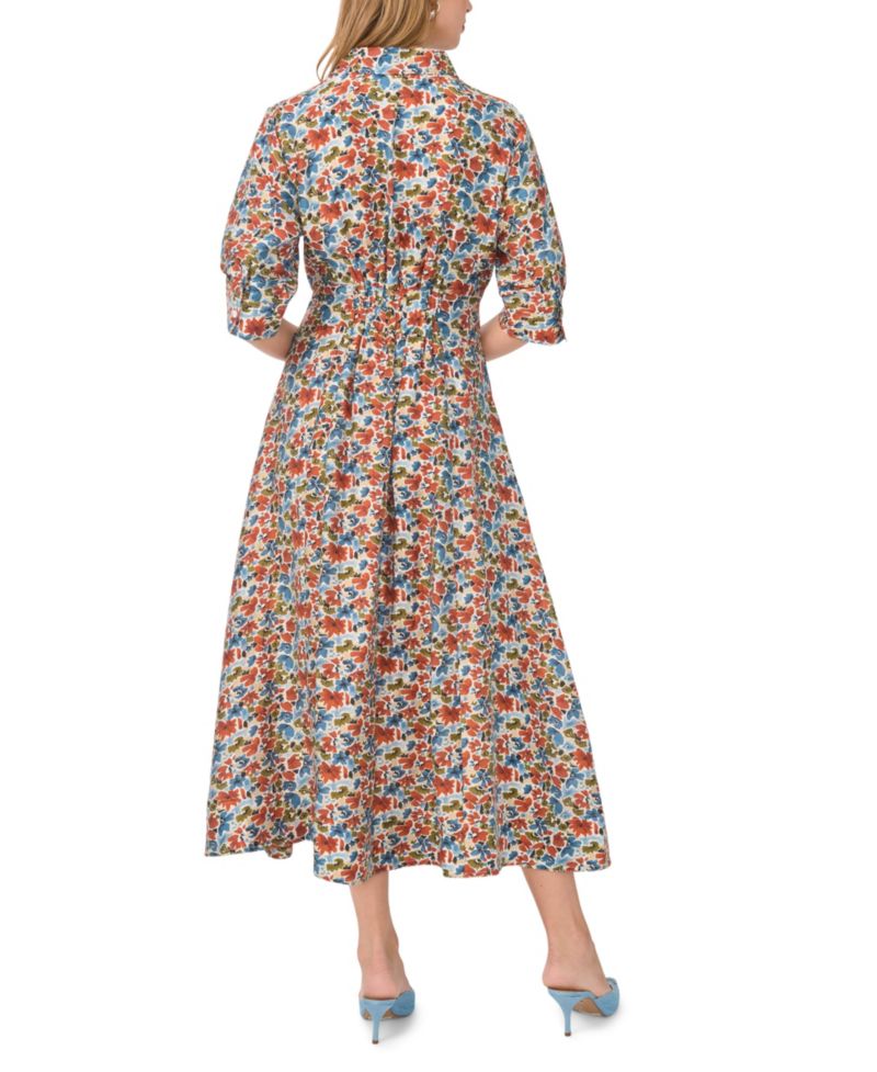 Women's Floral-Print Short-Sleeve Midi Shirt Dress, Created for Macy's
